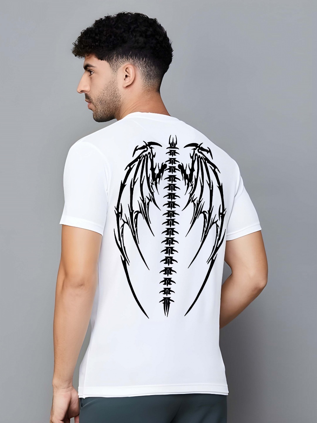 

KAIDO Men Graphic Printed Round Neck Cotton T-shirt, White