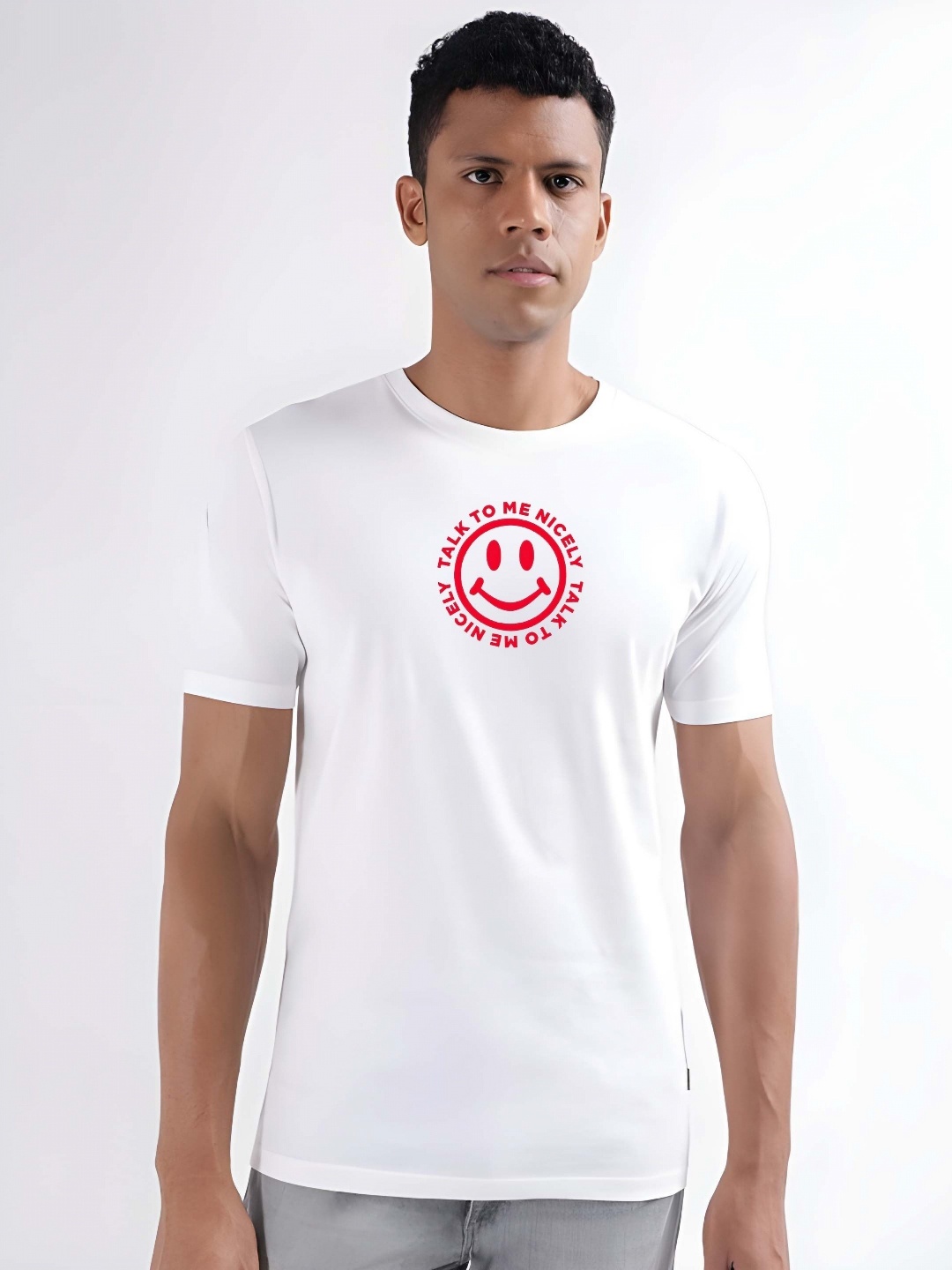 

KAIDO Men Graphic Printed Round Neck Cotton T-shirt, White