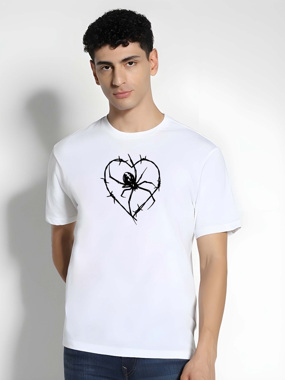 

KAIDO Men Graphic Printed Round Neck Cotton T-shirt, White