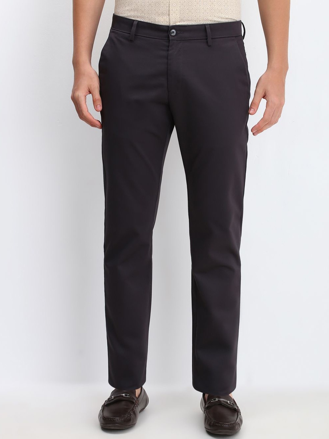 

Allen Solly Men Cotton Slim Fit Trousers, Purple