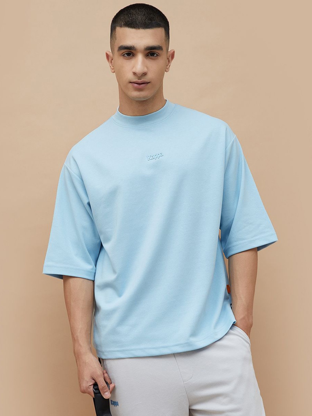 

Kappa Men Solid Round Neck Cotton Relaxed Fit T-shirt, Blue
