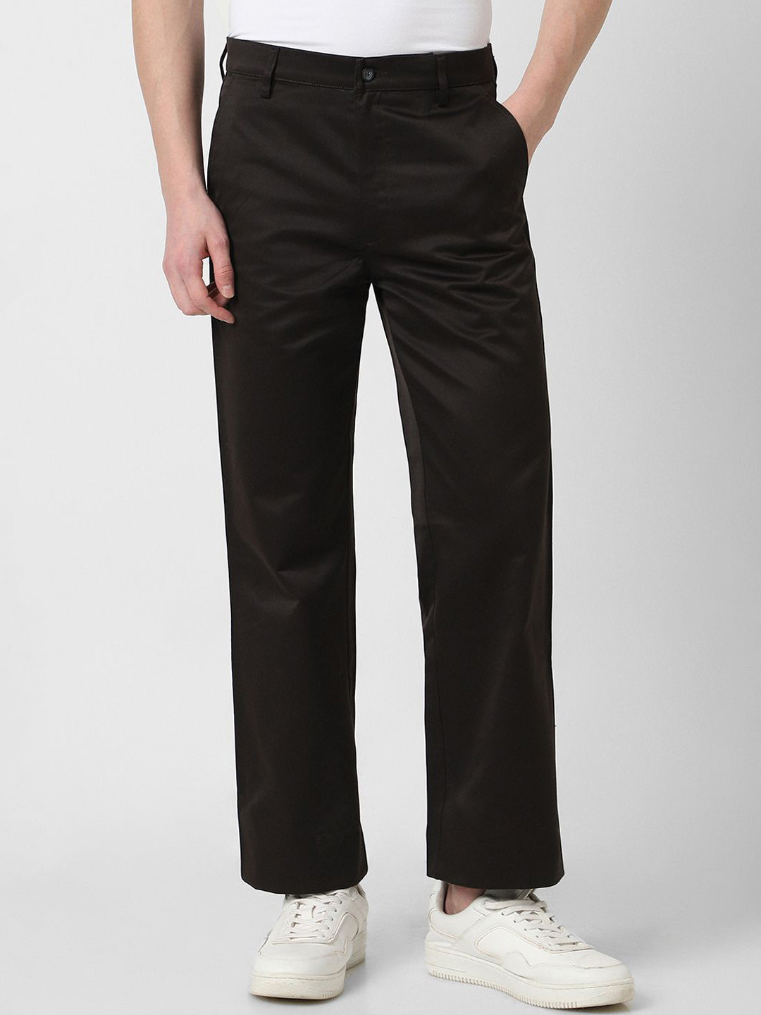 

Peter England Men Slim Fit Formal Trousers, Brown