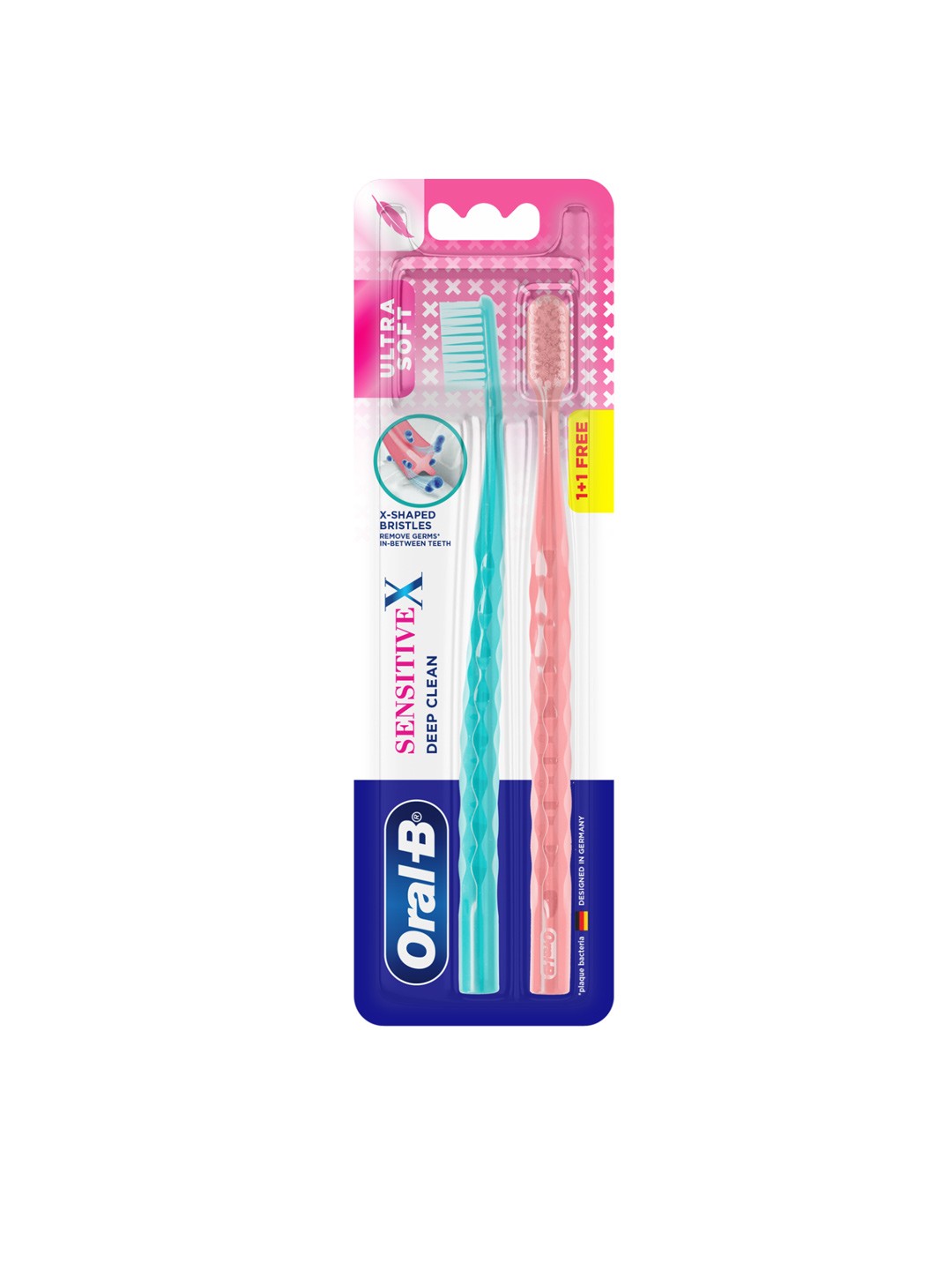 

Oral - B 2 Pcs Sensitive X Deep Clean Ultra Soft Bristles Manual Toothbrush, Multi