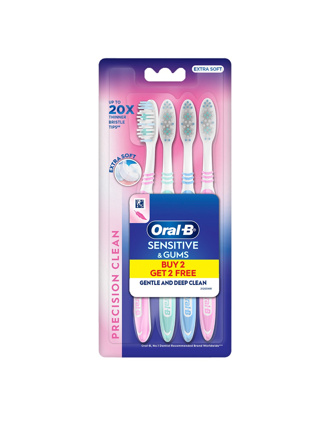 

Oral - B Pack Of 4 Ultrathin Sensitive Manual Toothbrush, Multi