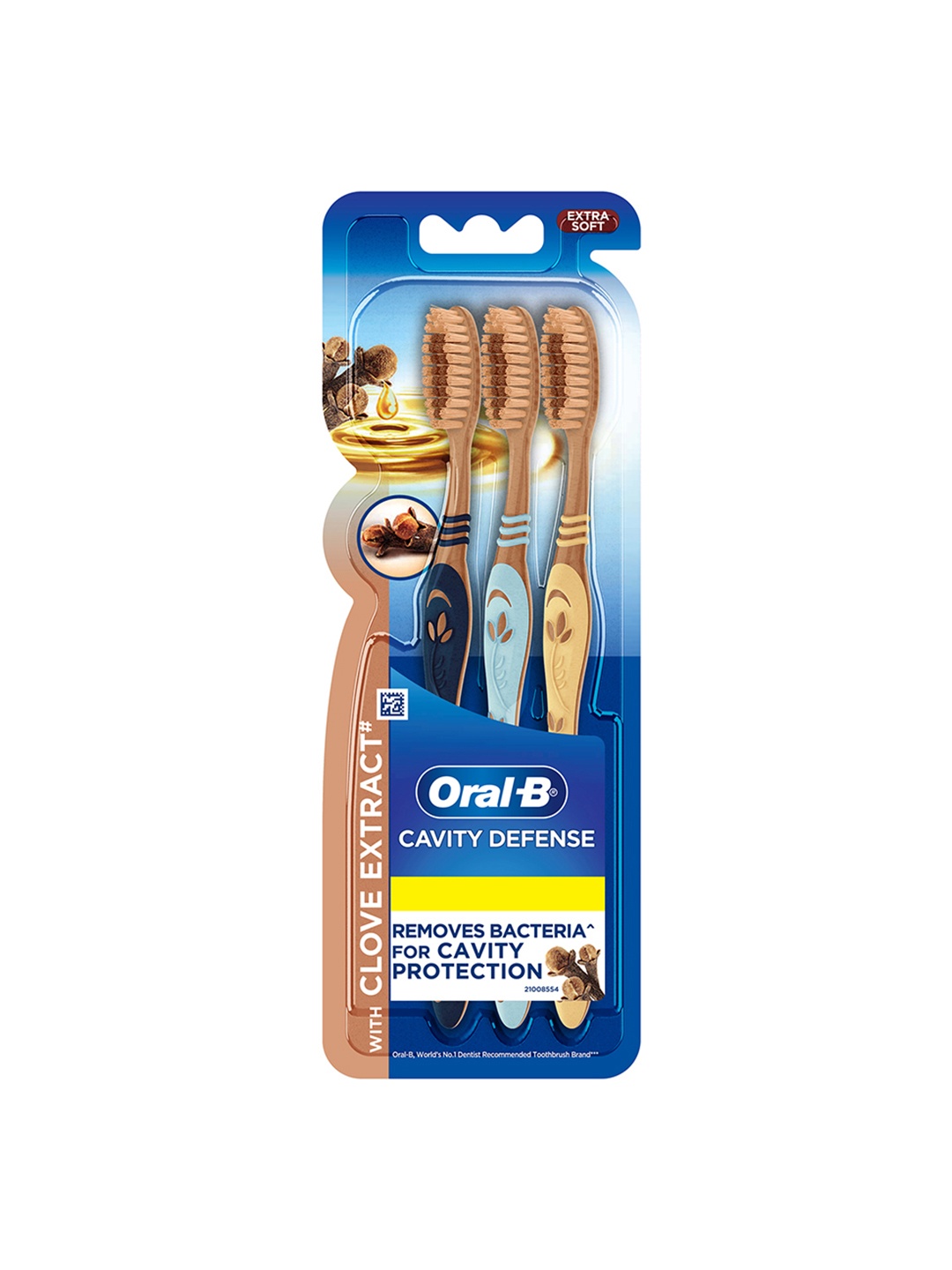 

Oral - B Set of 3 Cavity Defense Gentle Care Toothbrush with Clove Extract - Extra Soft, Brown