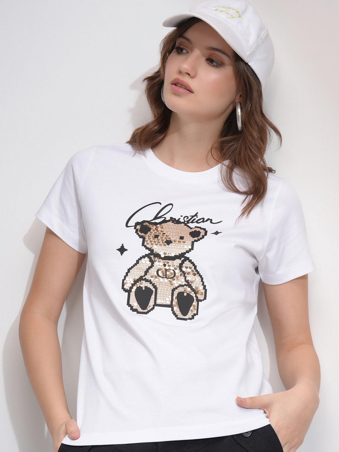 

Tokyo Talkies Women Printed Regular Fit T-Shirt, White