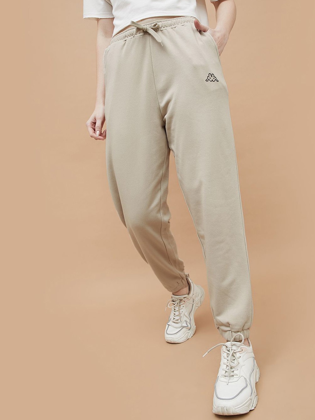 

Kappa Women Mid-Rise Joggers Trousers, Beige