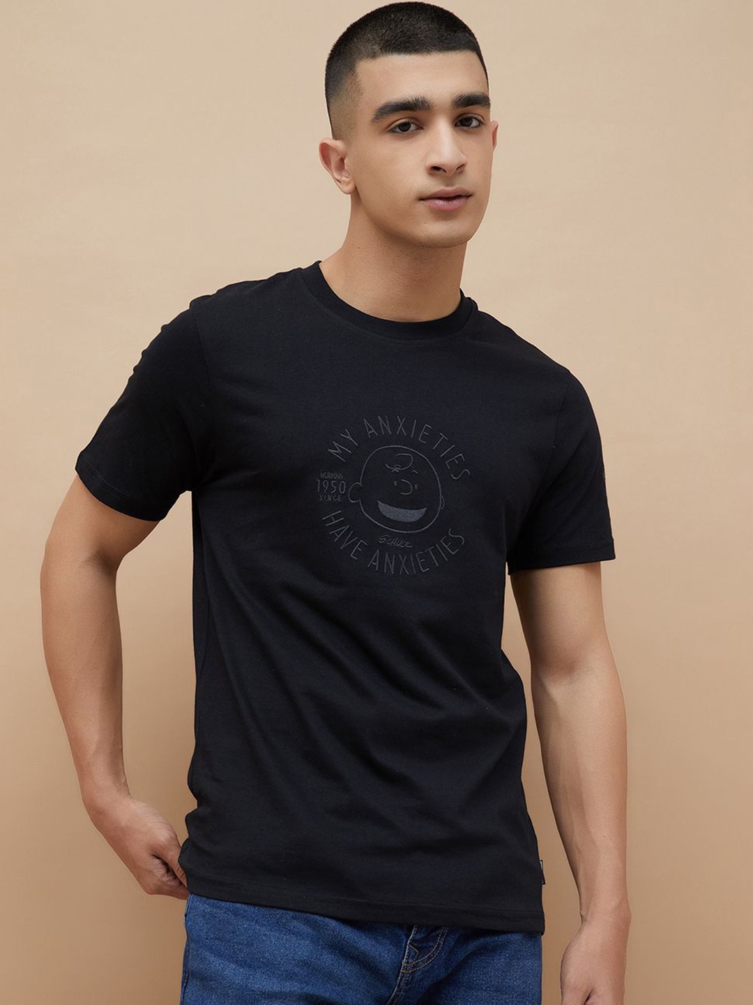 

Fame Forever by Lifestyle Men Typography Printed Round Neck Cotton T-shirt, Black