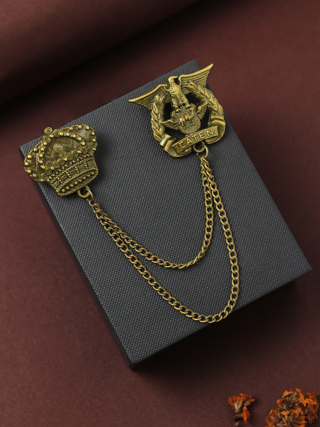 

House of Pataudi Men Regal Chain Brooch, Gold
