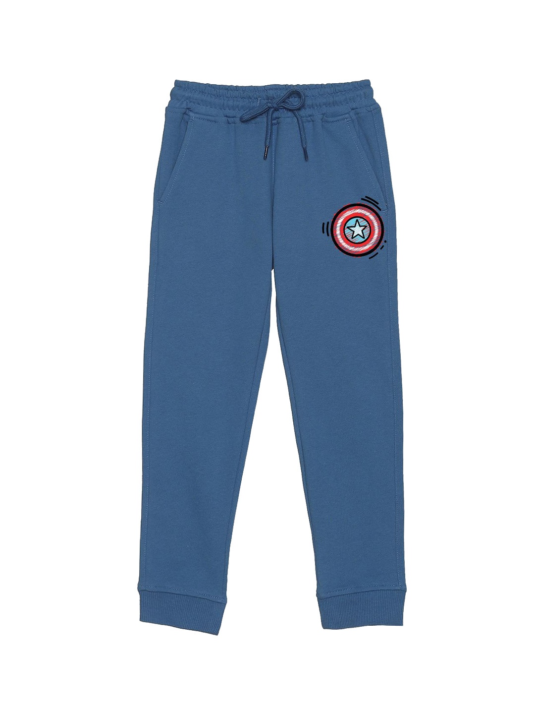 

YK Marvel Boys Graphic Printed Cotton Joggers, Blue
