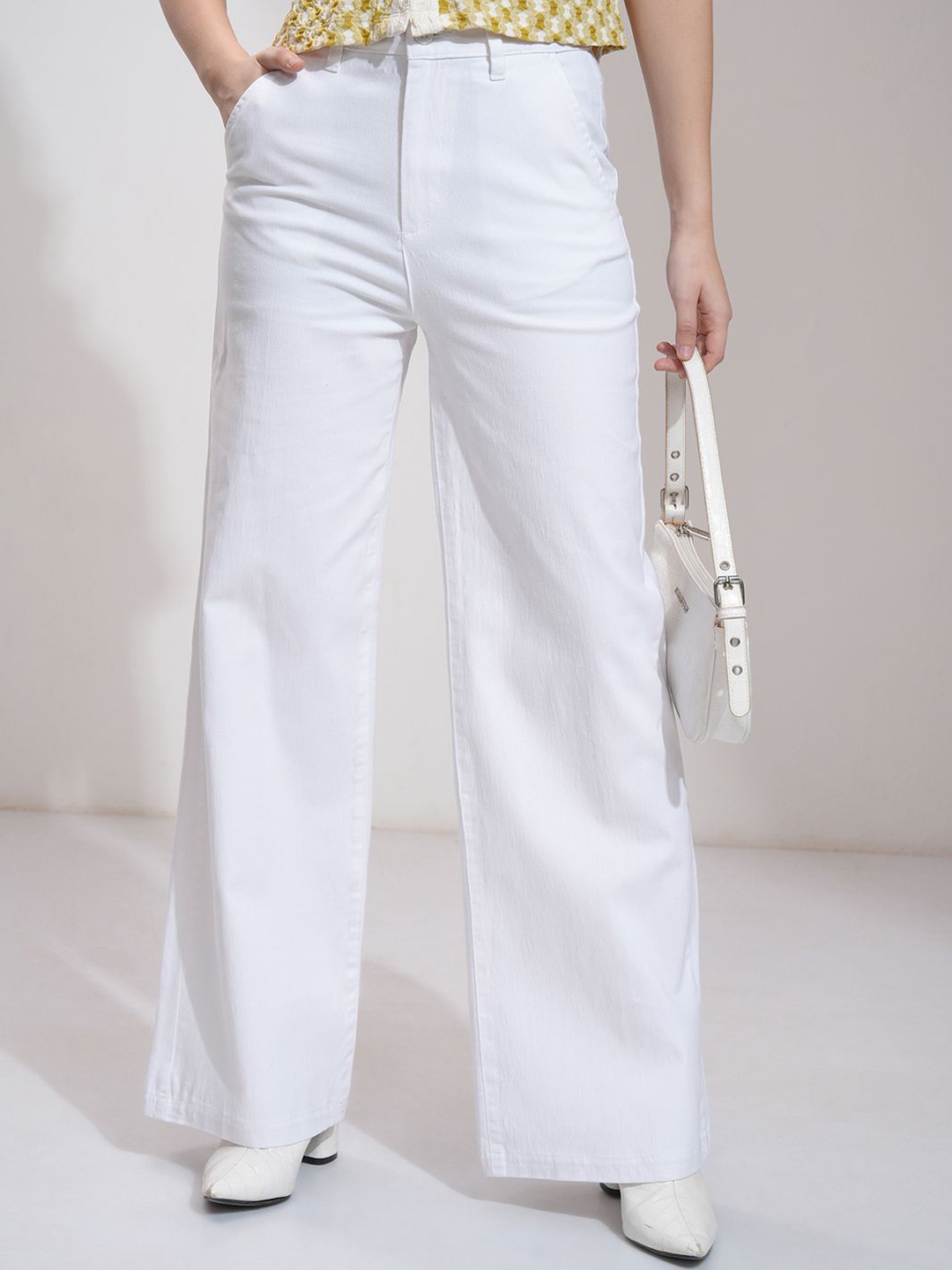 

CHIC BY TOKYO TALKIES Women Flared Trousers, White