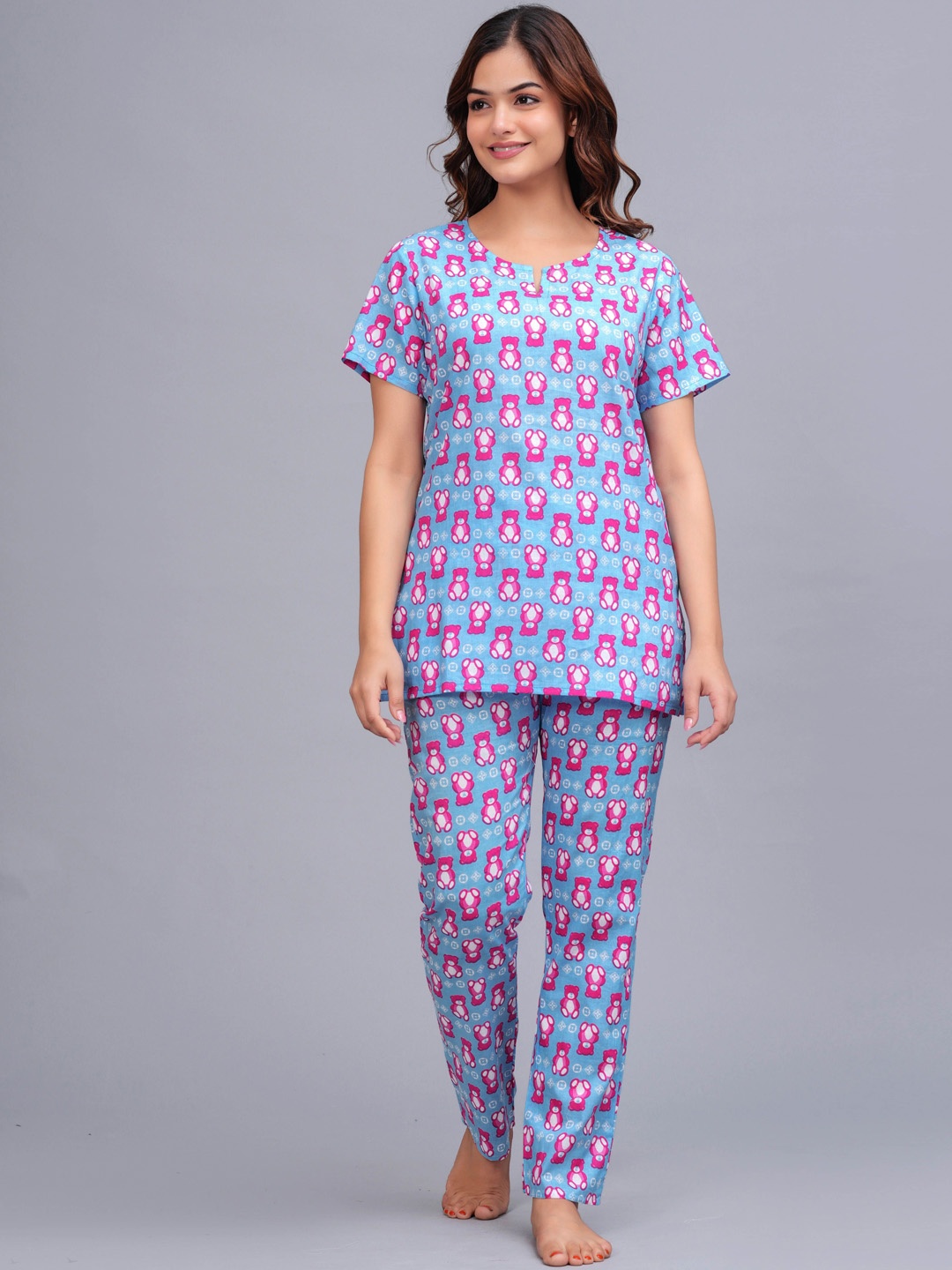 

Bachuu Women Printed Night suit, Blue