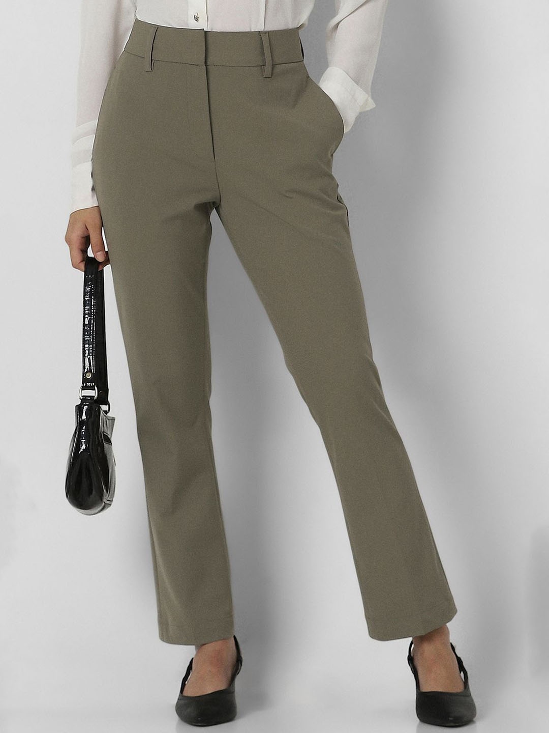 

Van Heusen Woman Women Mid-Rise Formal Trousers, Grey