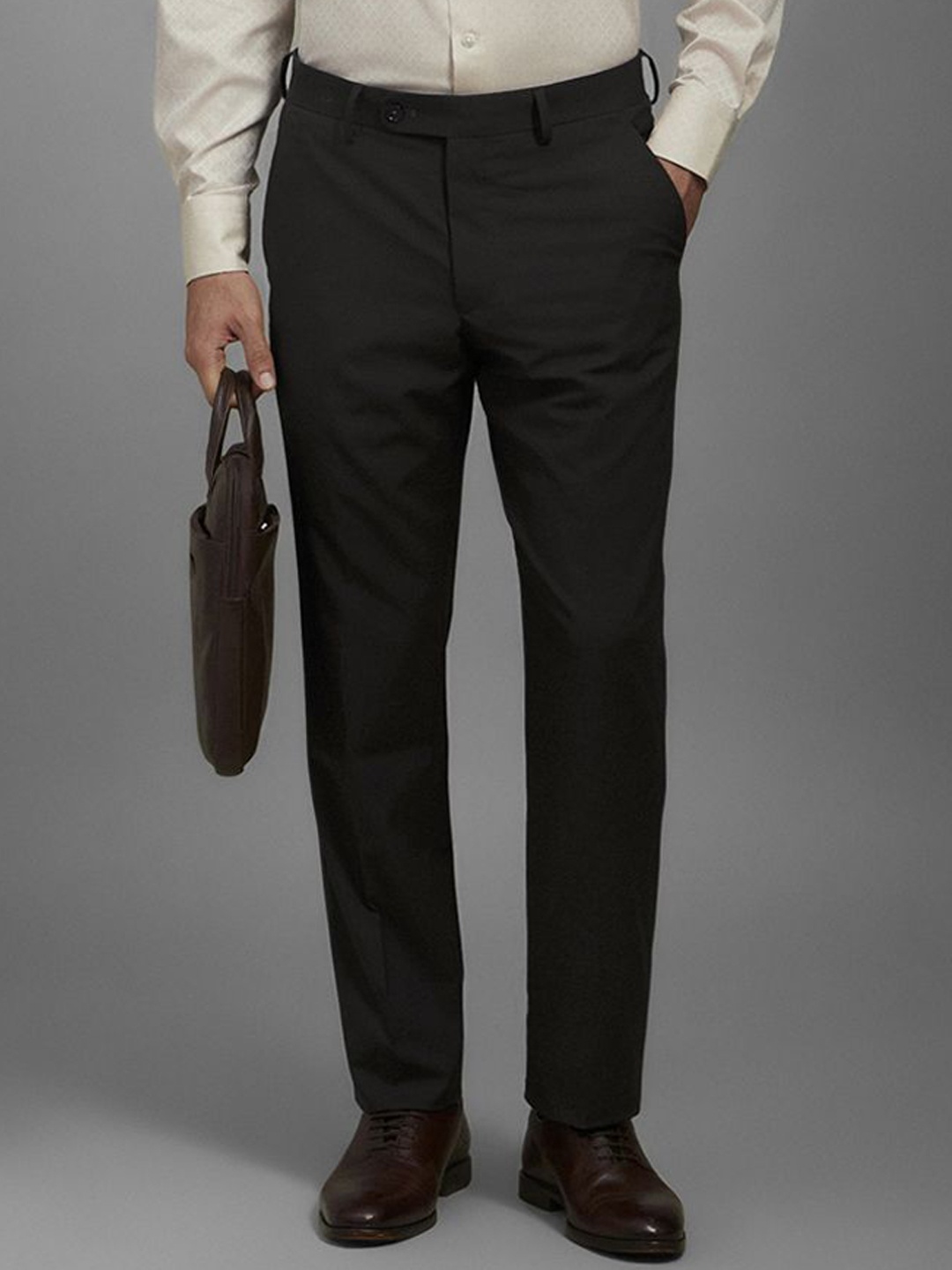 

Luxure by Louis Philippe Men Slim Fit Mid-Rise Formal Trousers, Brown