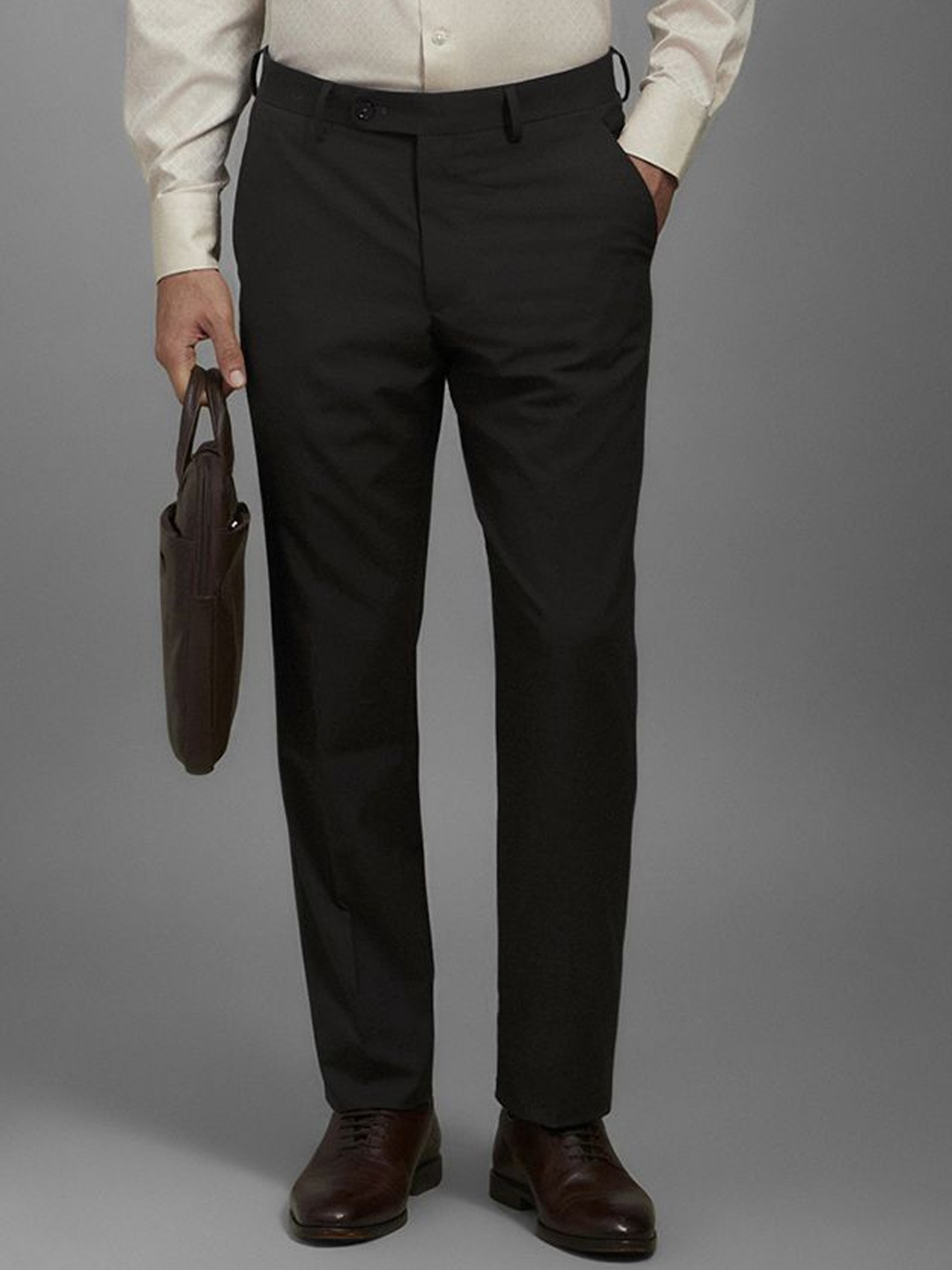 

Luxure by Louis Philippe Men Slim Fit Mid-Rise Formal Trousers, Brown
