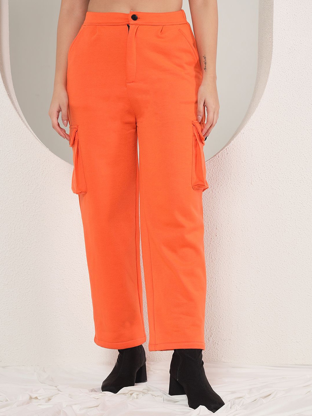 

BAESD Women Original Mid-Rise Cargos Trousers, Orange