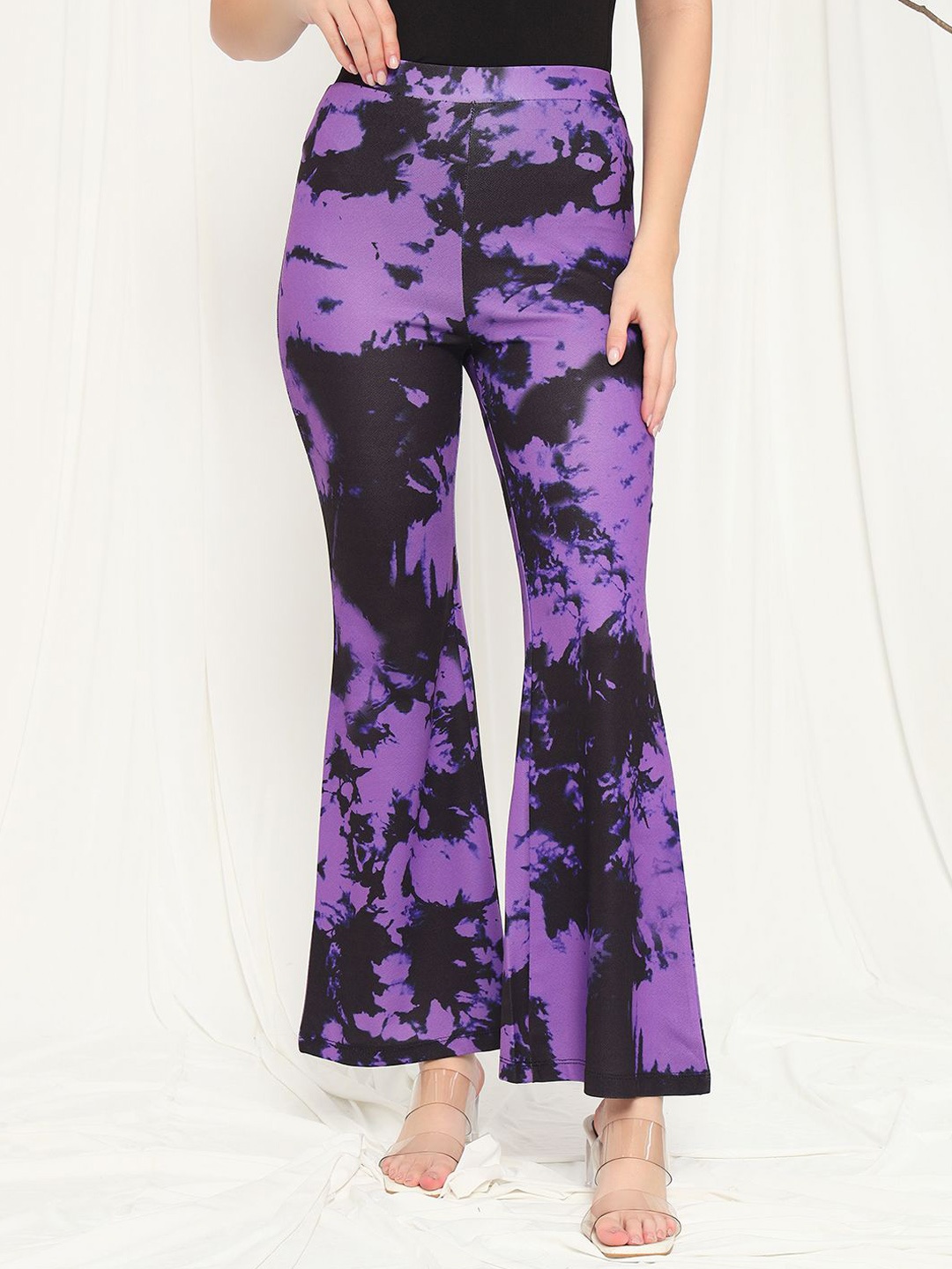 

BAESD Women Abstract Printed Original Mid-Rise Regular Fit Trousers, Purple