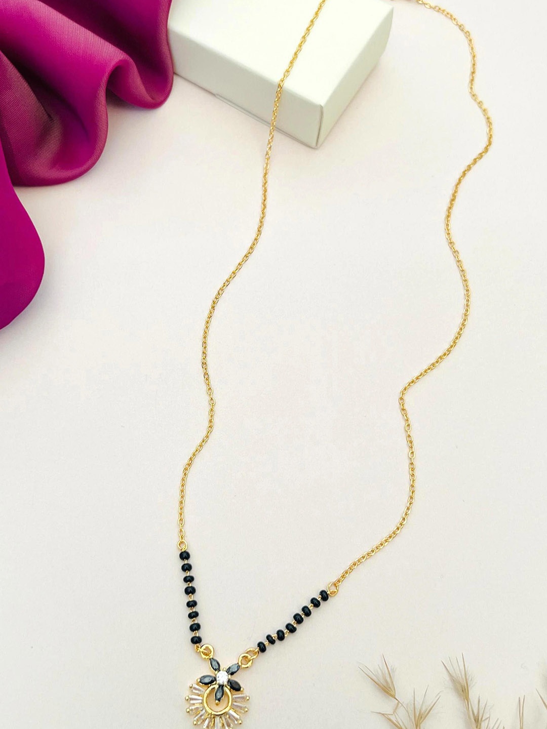 

Anouk Gold-Plated American Diamond Studded & Beaded Mangalsutra