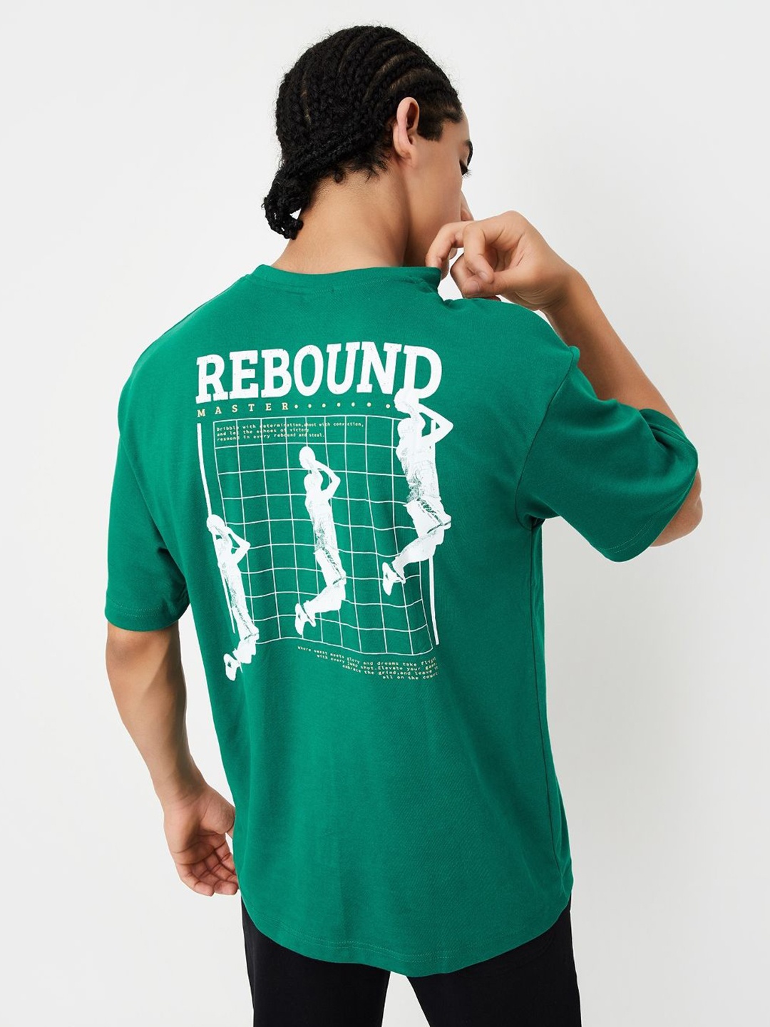 

max Men Graphic Printed Round Neck Cotton T-shirt, Green