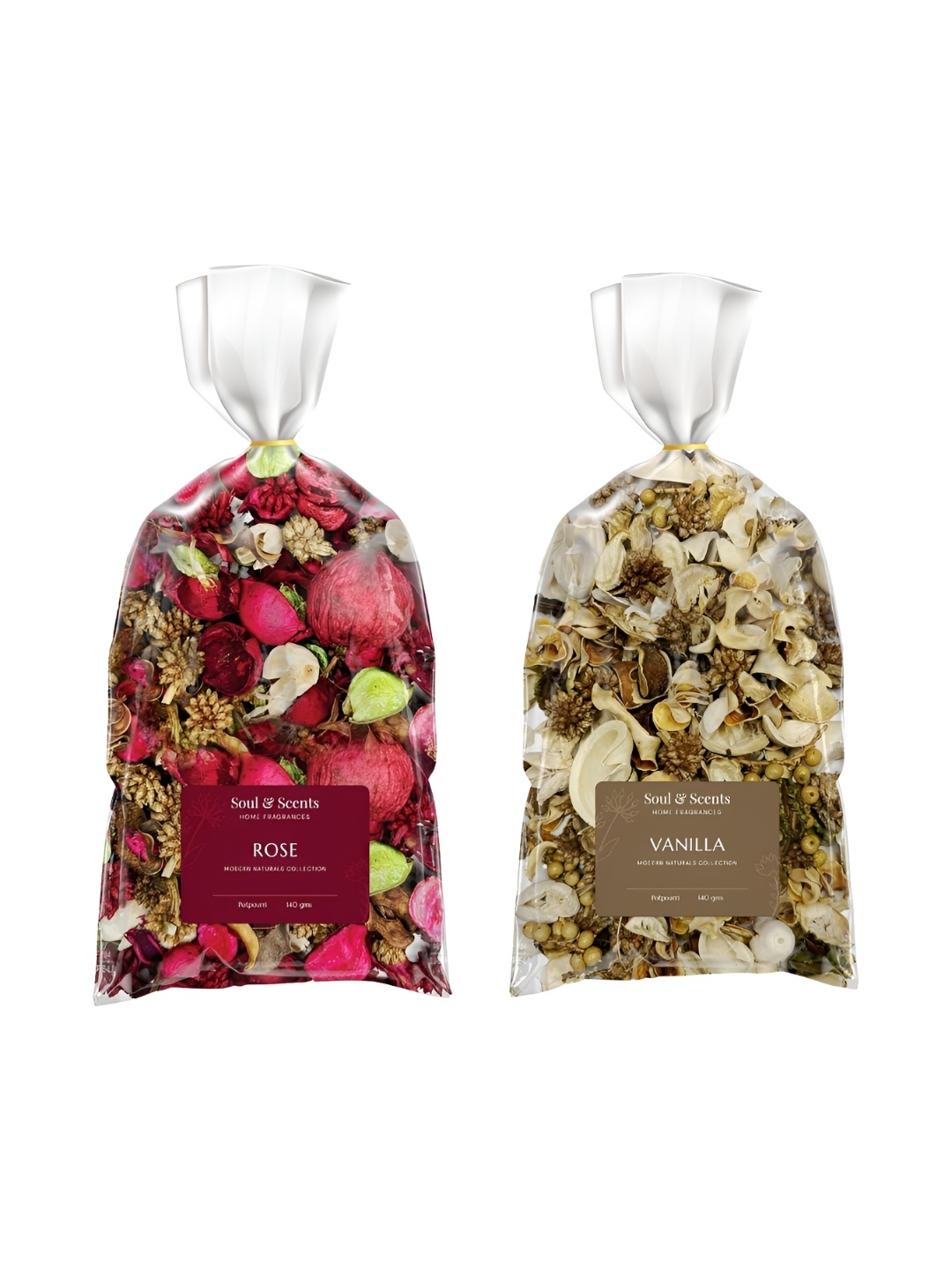 

SOUL & SCENTS Rose Colored & Beige 2 Pieces Rose & Vanilla Potpourri