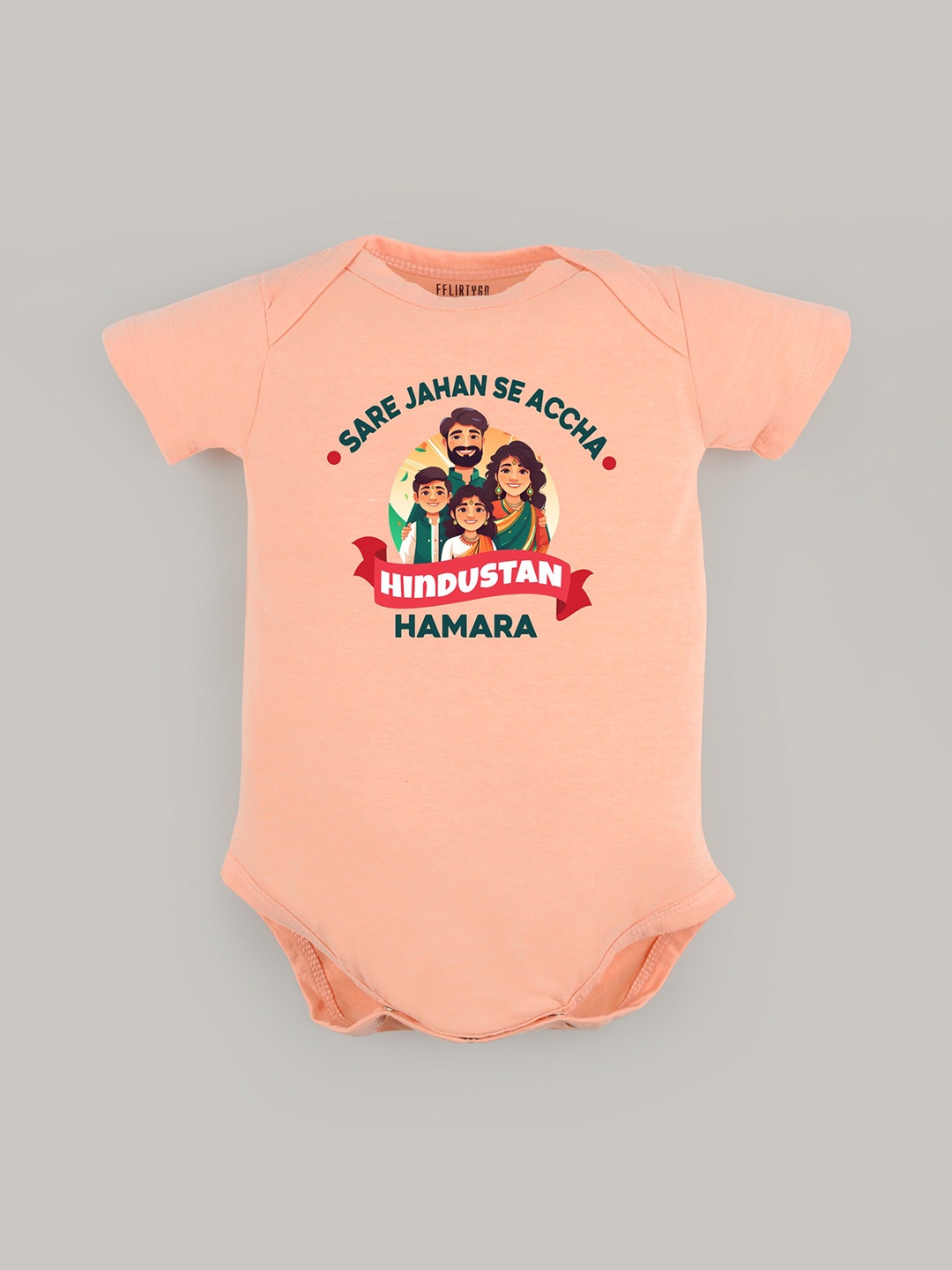 

FFLIRTYGO Infants Printed Cotton Envelope-Neck Bodysuit, Peach