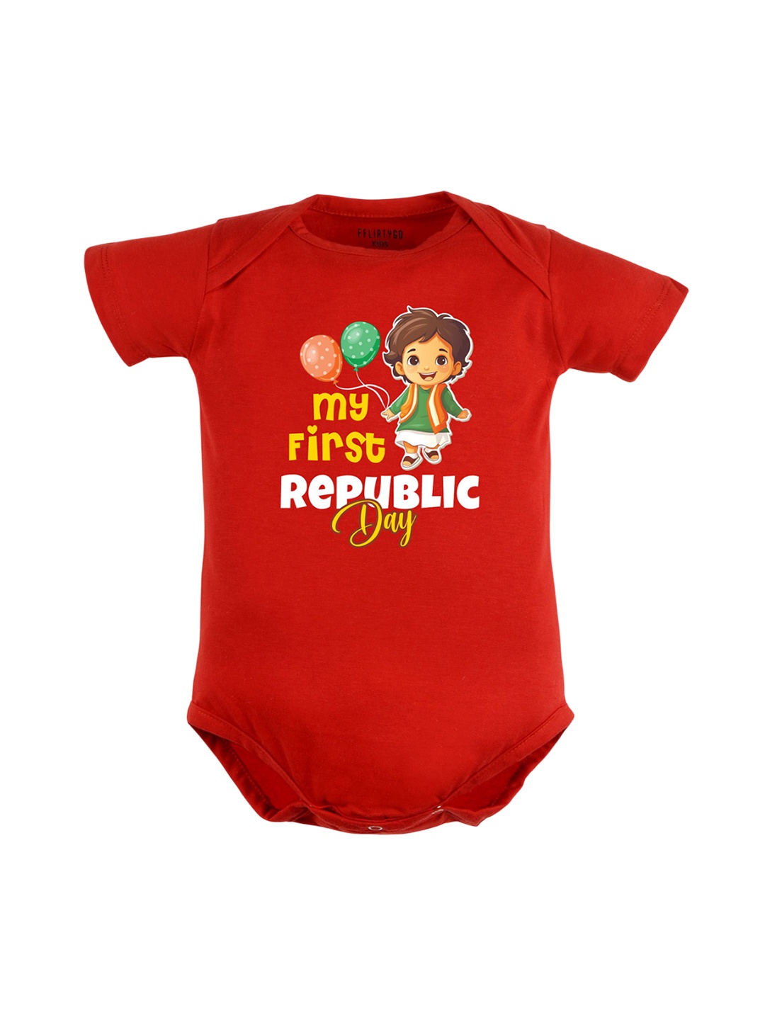 

FFLIRTYGO Infants Printed Cotton Envelope-Neck Bodysuit, Red