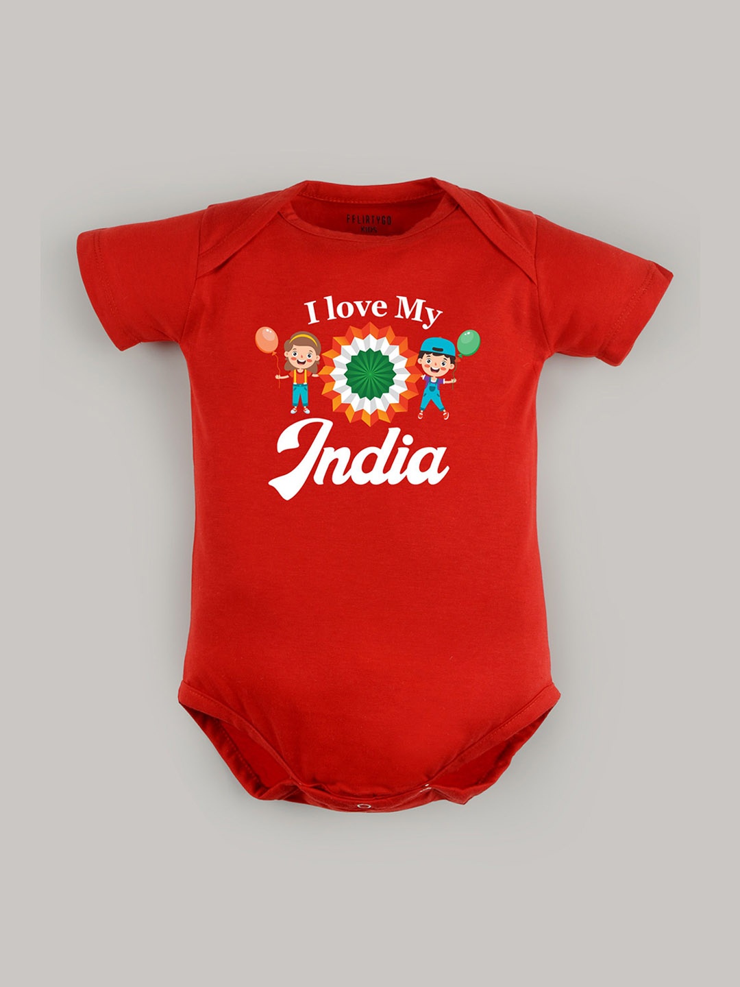 

FFLIRTYGO Infants Printed Cotton Envelope-Neck Bodysuit, Red