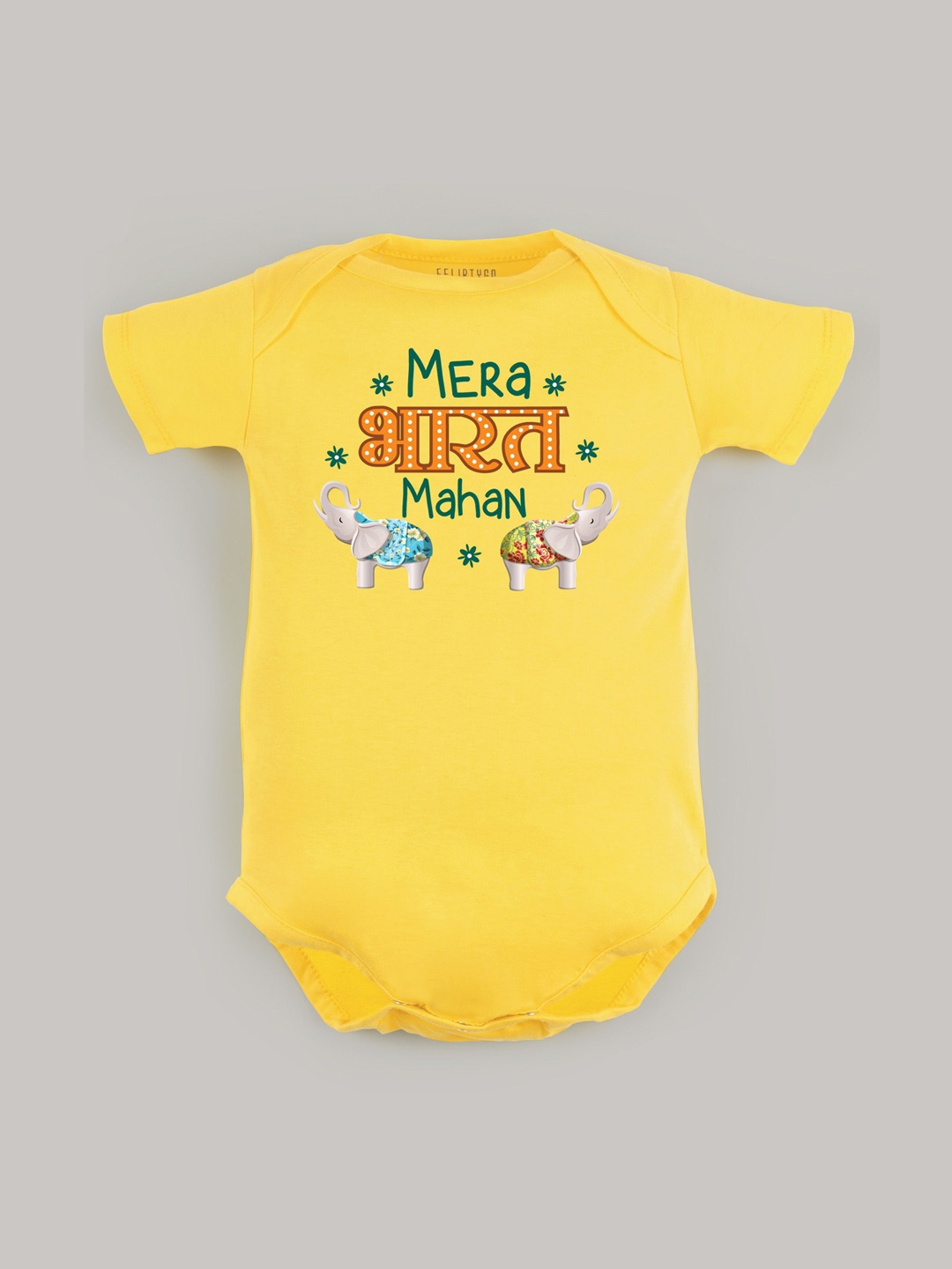 

FFLIRTYGO Kids Printed Envelope Neck Cotton Bodysuit, Yellow