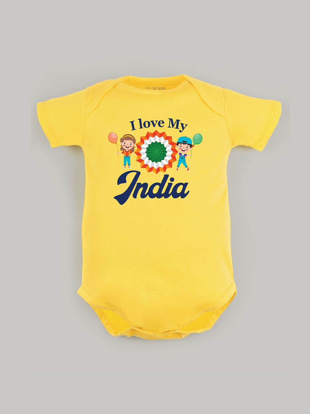 

FFLIRTYGO Infants Printed Cotton Envelope-Neck Bodysuit, Yellow