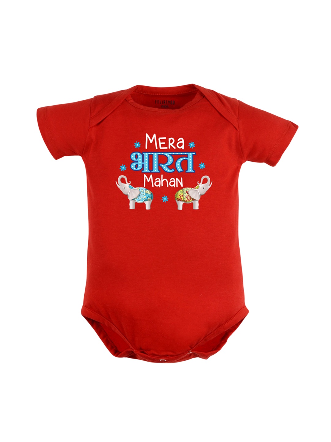 

FFLIRTYGO Kids Typography Printed Cotton Romper, Red