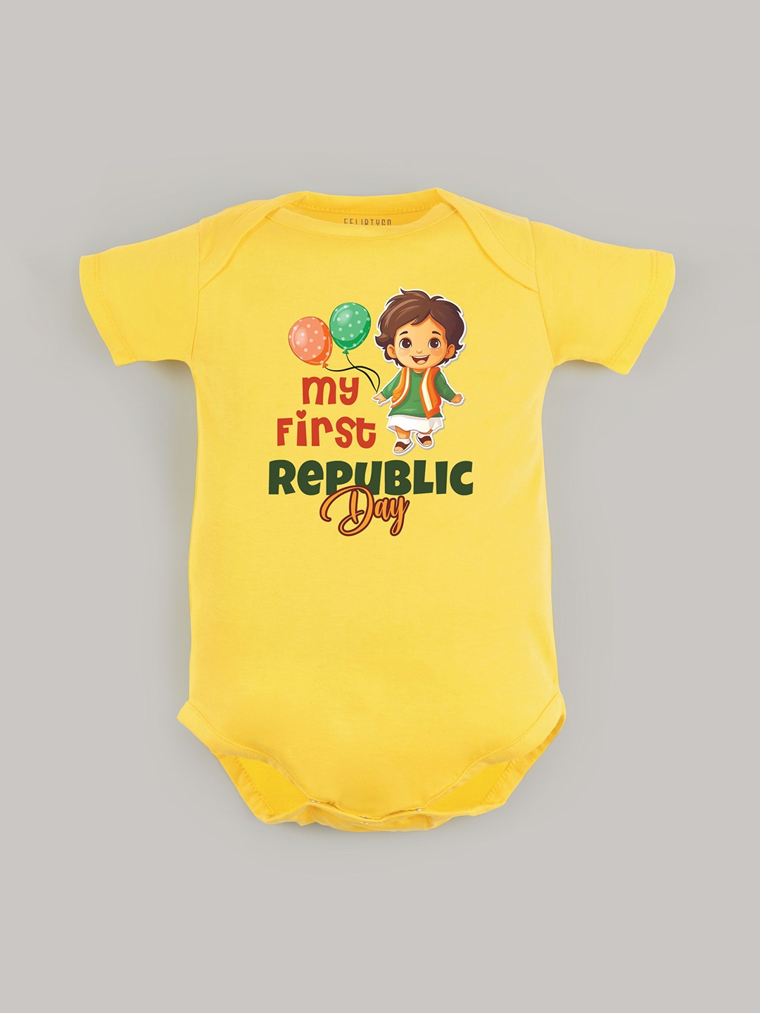 

FFLIRTYGO Infants Kids Printed Envelope-Neck Bodysuit, Yellow