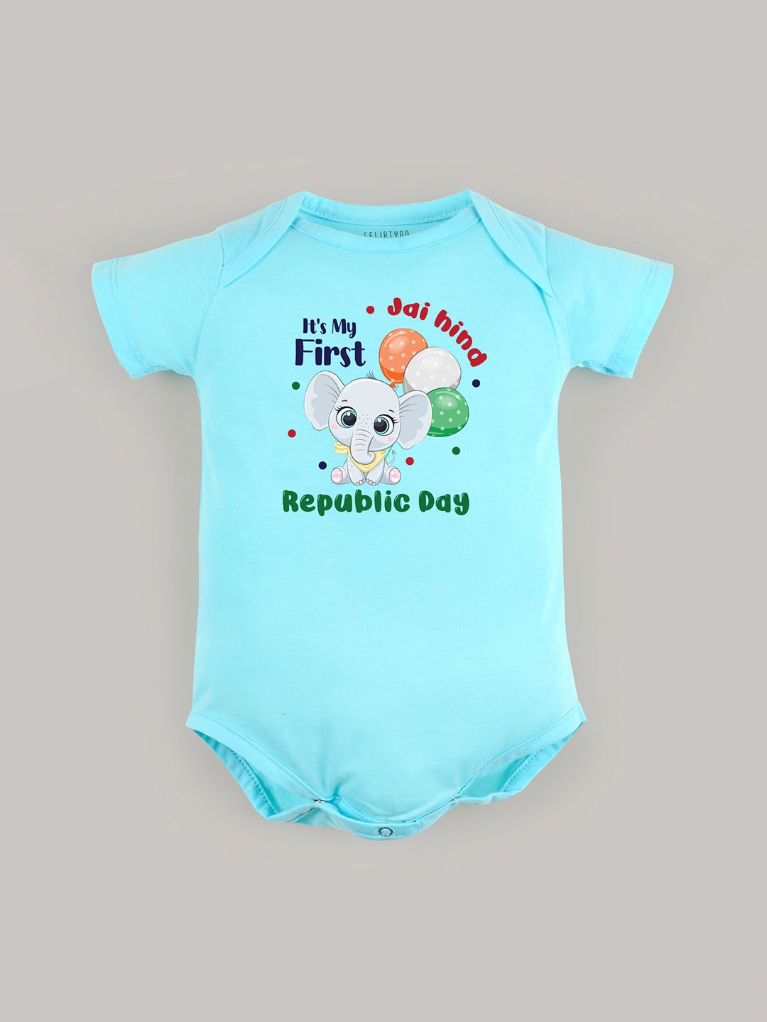 

FFLIRTYGO Infants Printed Cotton Envelope-Neck Bodysuit, Turquoise blue