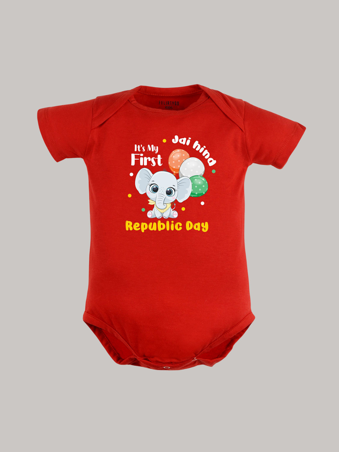 

FFLIRTYGO Kids Printed Envelope Neck Cotton Bodysuit, Red