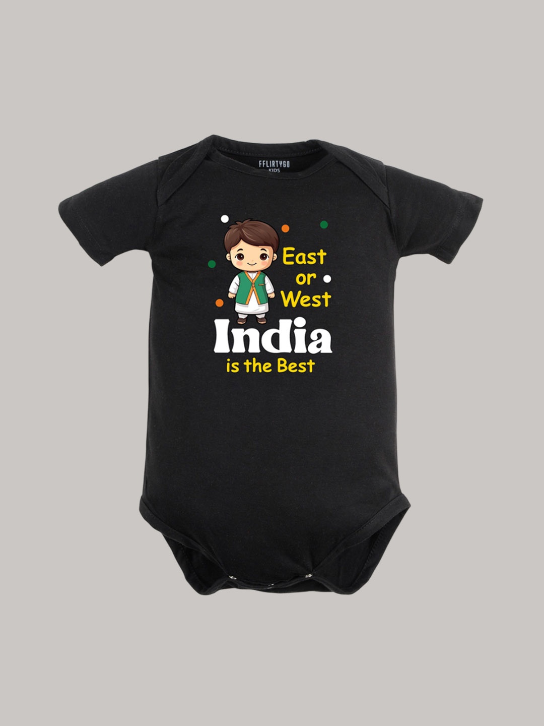 

FFLIRTYGO Kids Typhography Printed Cotton Rompers, Black