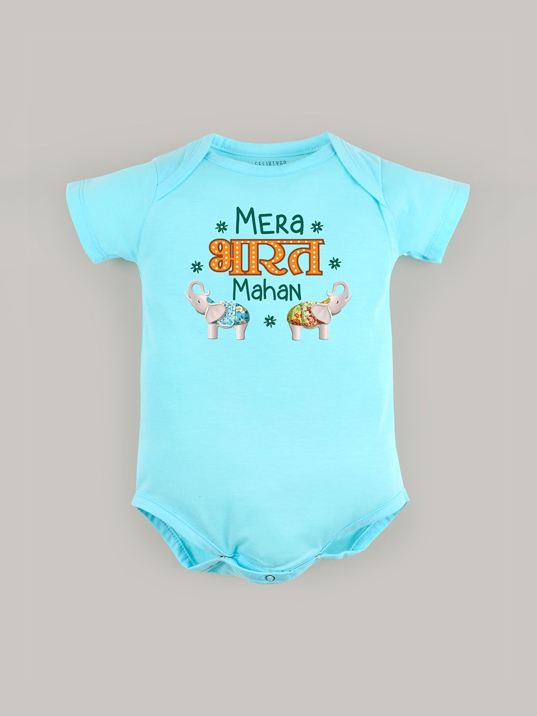 

FFLIRTYGO Infants Printed Cotton Envelope-Neck Bodysuit, Turquoise blue