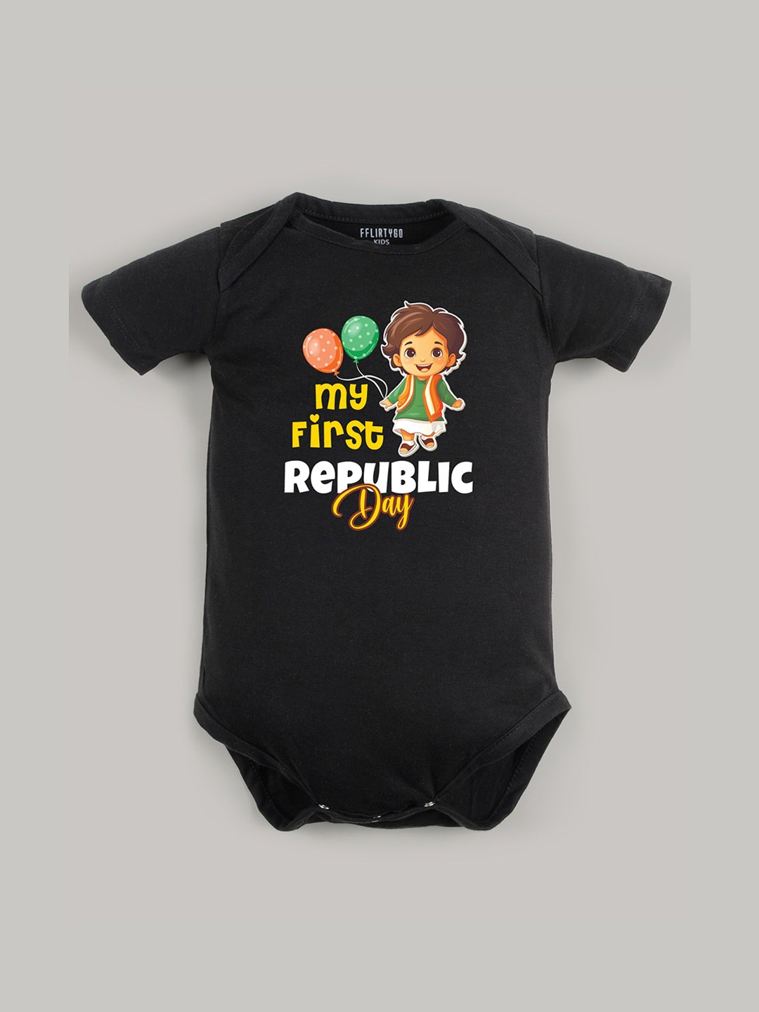 

FFLIRTYGO Kids Printed Cotton Bodysuit, Black