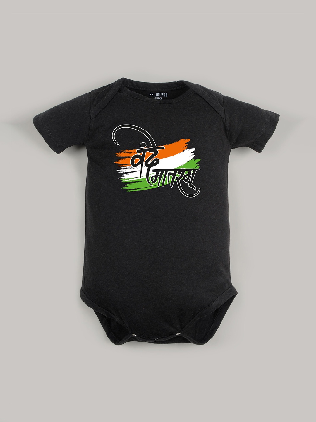

FFLIRTYGO Infants Kids Printed Cotton Bodysuit, Black