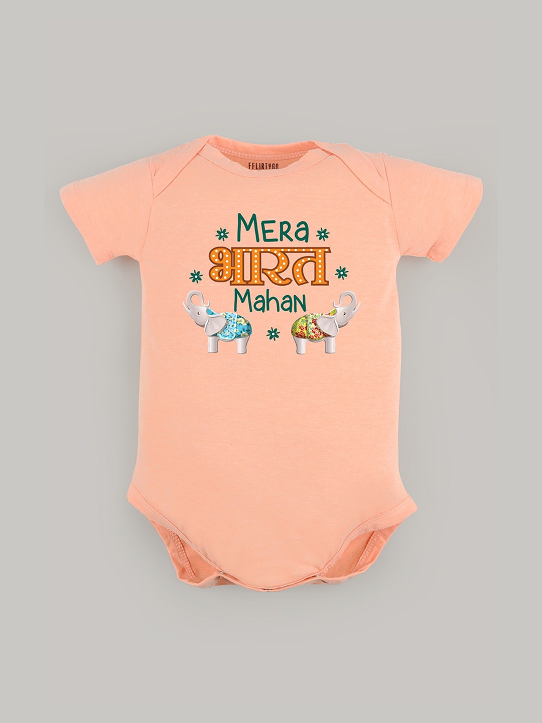 

FFLIRTYGO Infants Kids Printed Cotton Envelope Neck Bodysuit, Peach