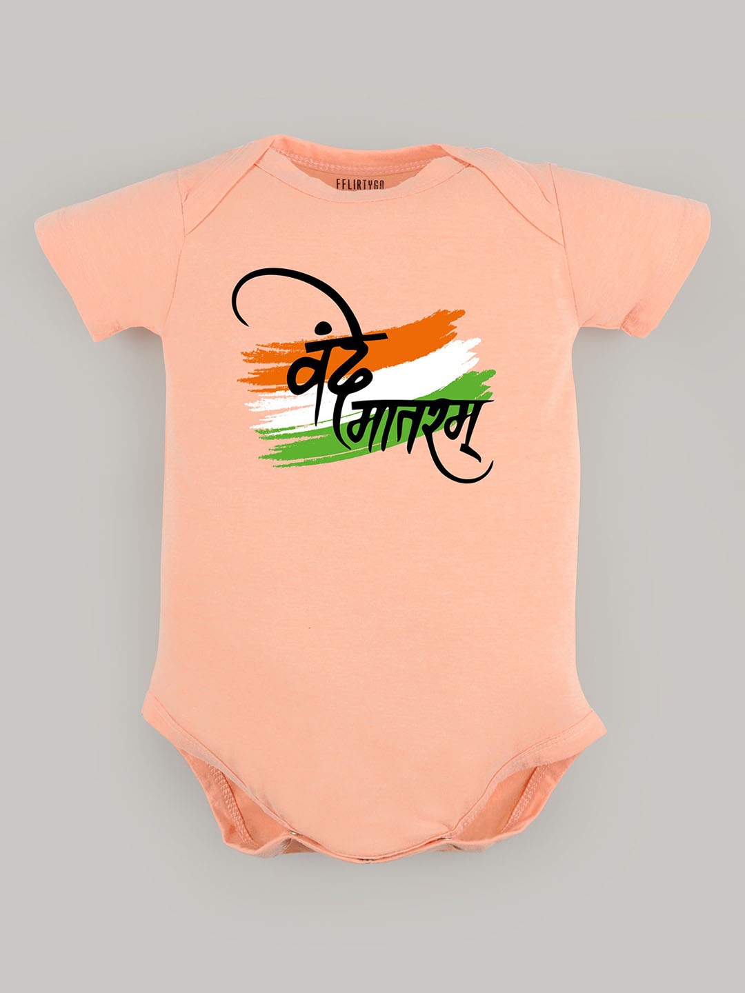 

FFLIRTYGO Infants Printed Cotton Envelope-Neck Bodysuit, Peach