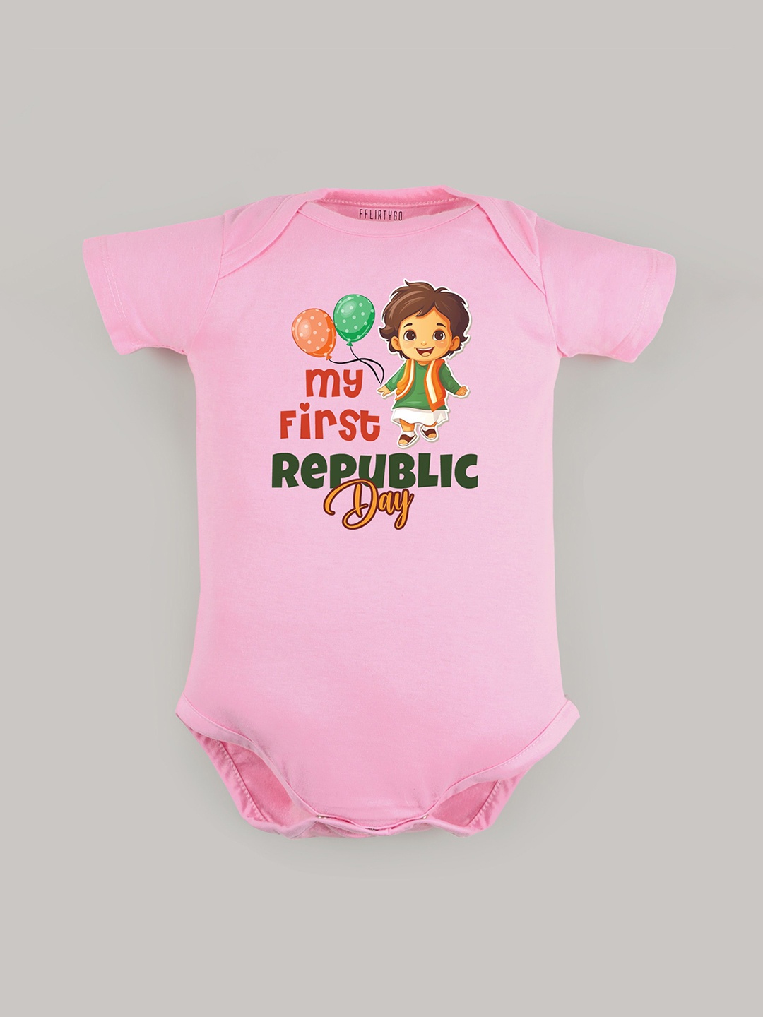 

FFLIRTYGO Infants Printed Cotton Envelope-Neck Bodysuit, Pink