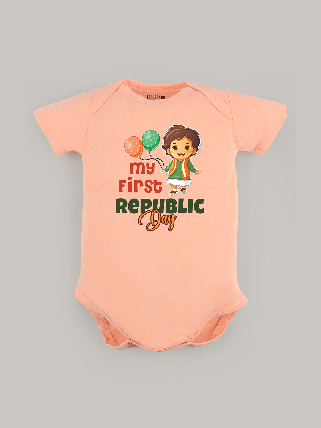 

FFLIRTYGO Infants Kids Printed Cotton Rompers, Peach
