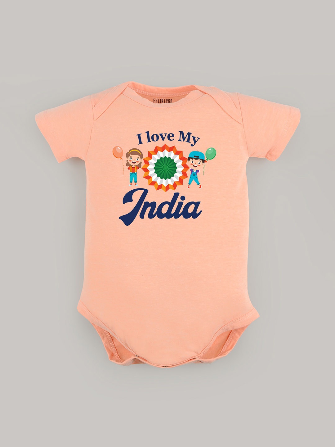 

FFLIRTYGO Infants Printed Bodysuit, Peach