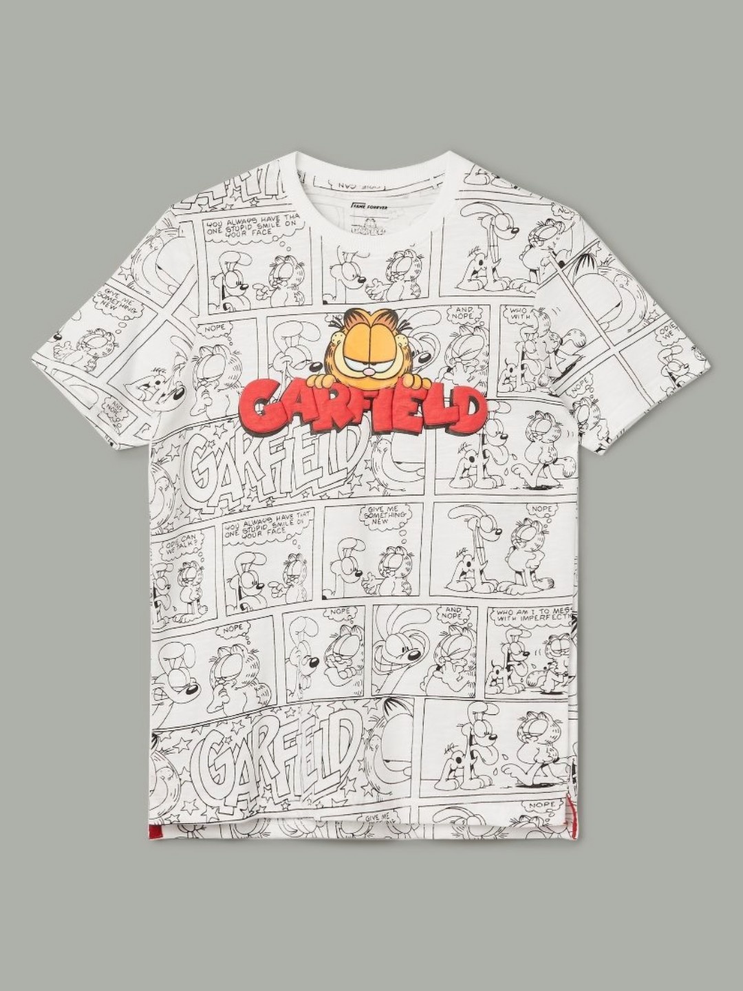 

Fame Forever by Lifestyle Boys Garfield Graphic Printed Round Neck Cotton T-shirt, White