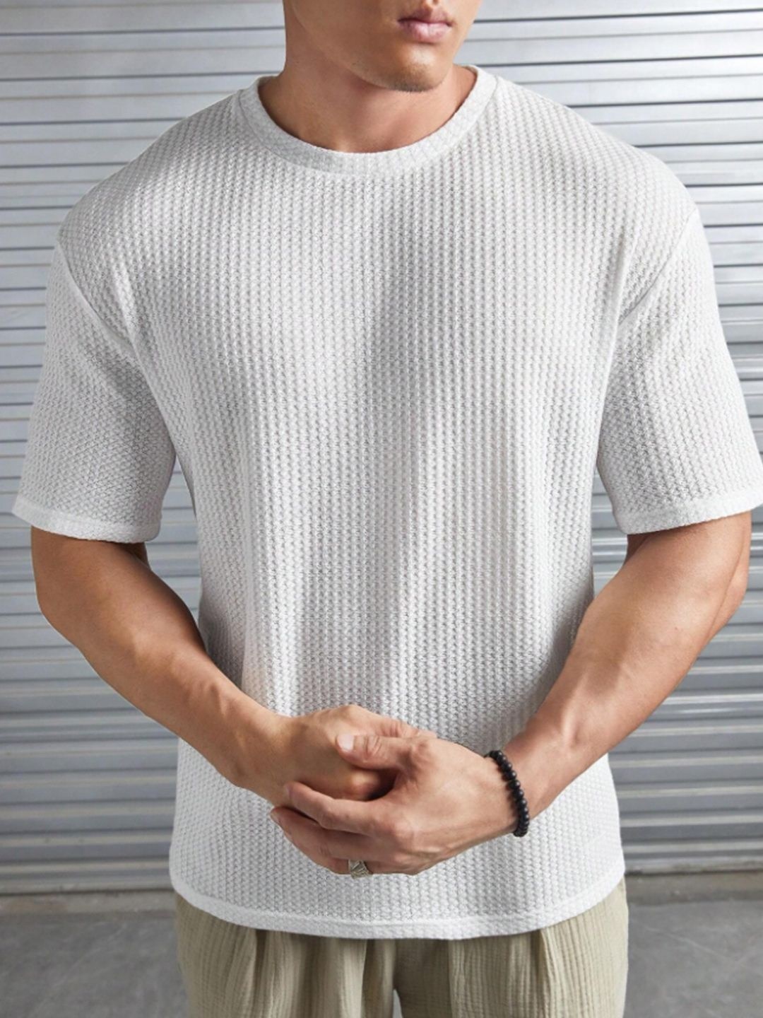 

madfrog Men Self Design Round Neck Relaxed Fit T-shirt, White