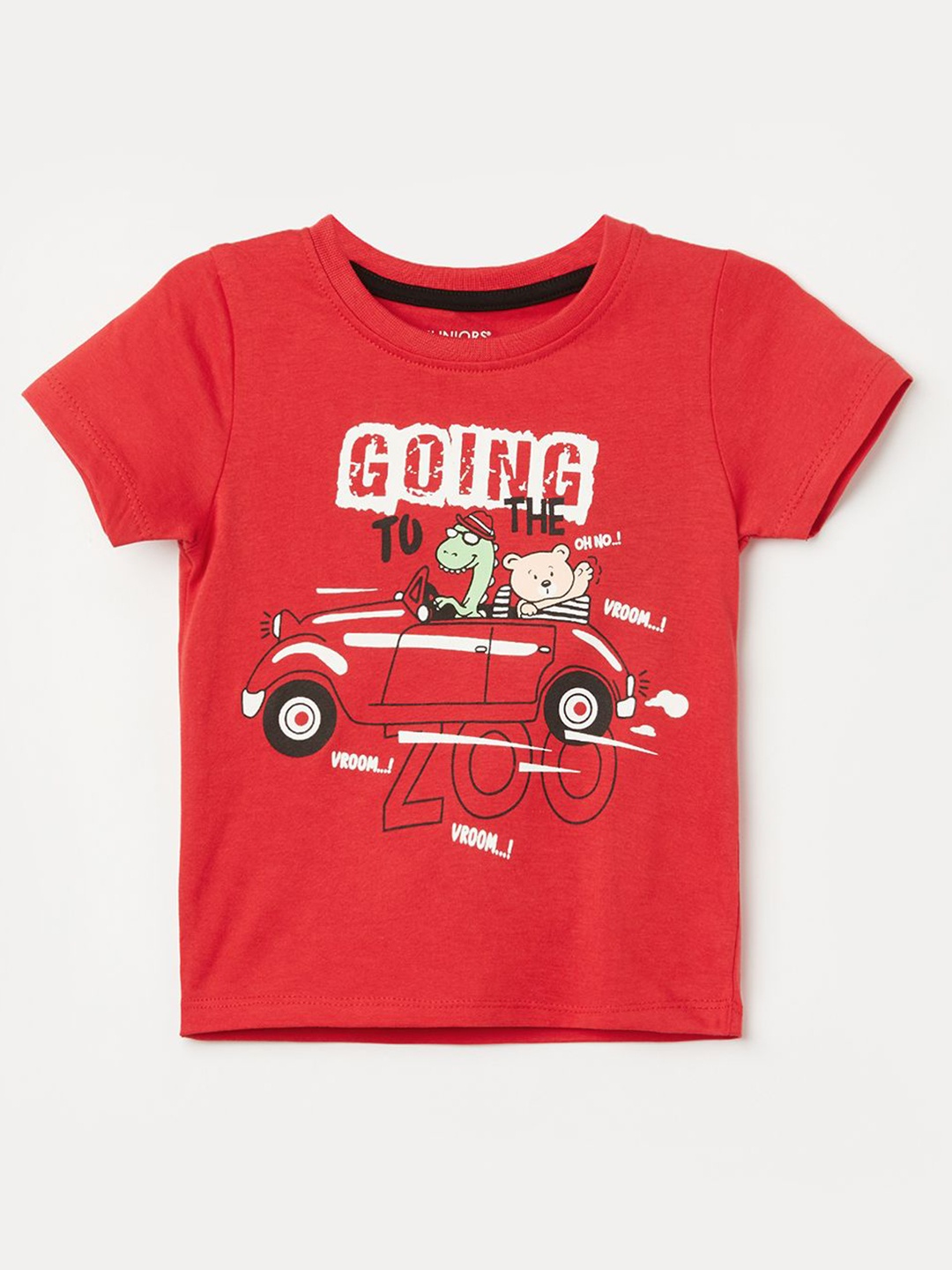 Juniors by Lifestyle Boys Typography Printed Round Neck Cotton T-shirt, Red