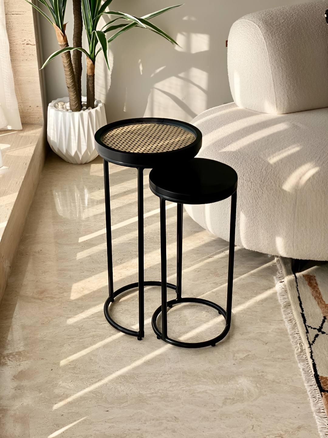 

Mason Home Kovo Rattan Charcoal 2 PiecesNesting Round Table, Black