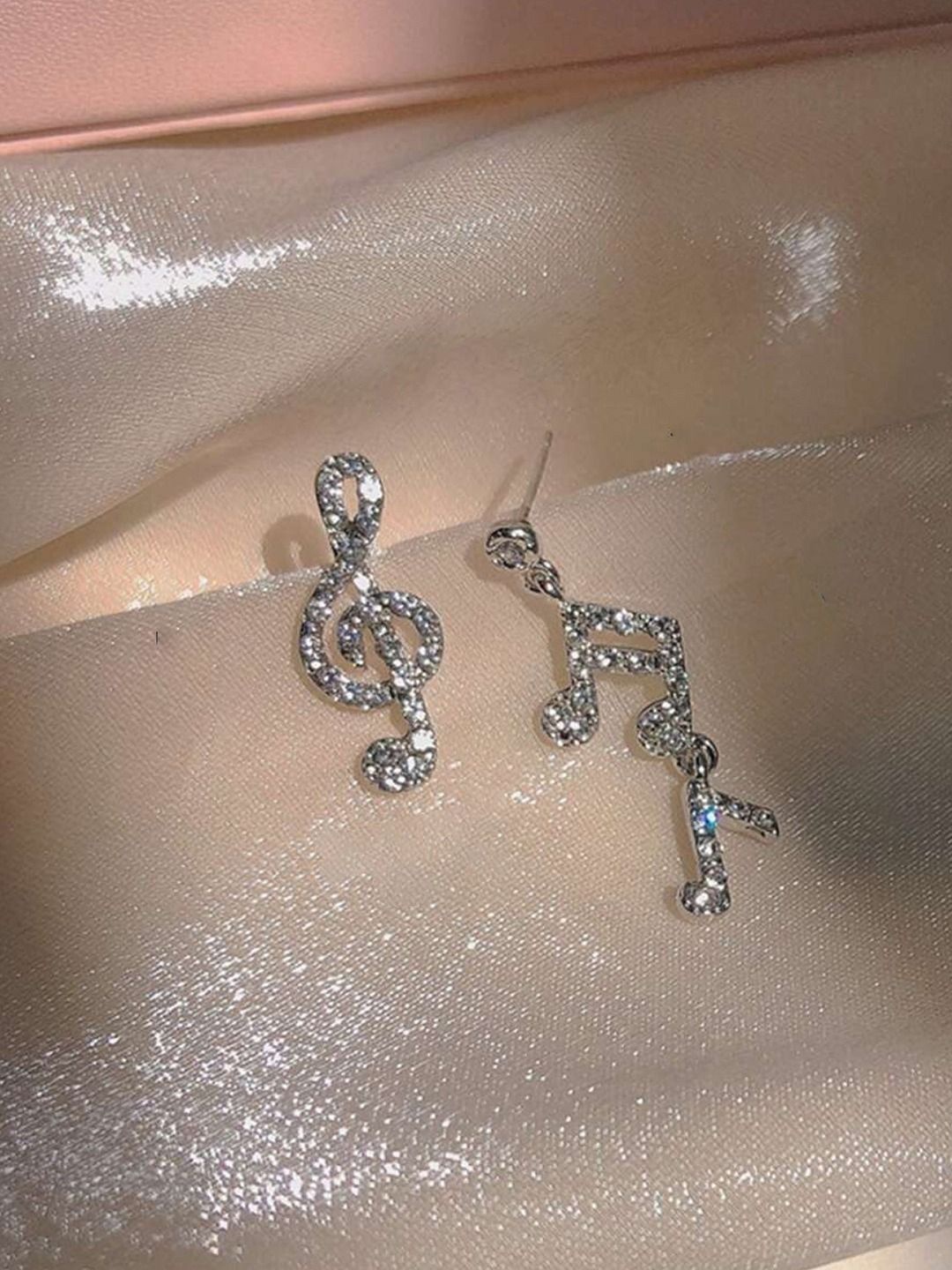 

styledose Silver-Plated Stainless Steel Cubic Zirconia Studded Quirky Drop Earrings