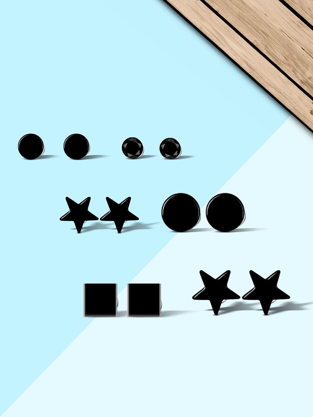 

PRIVIU Geometric Shaped Studs, Black