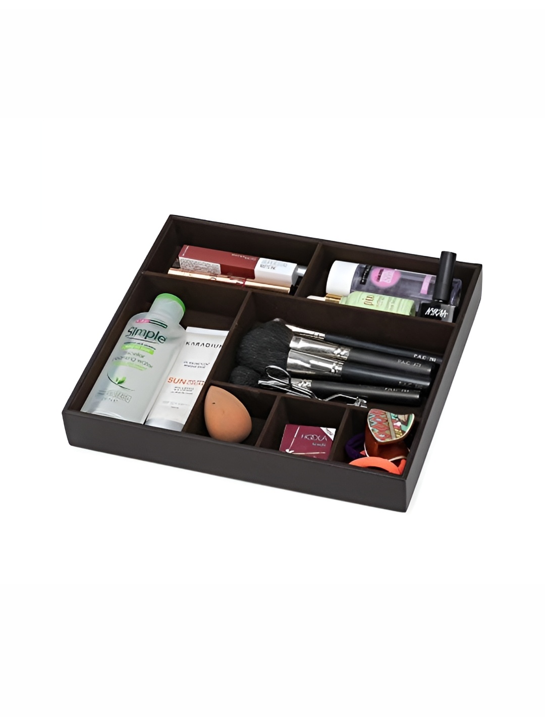 

Alpna Brown Faux Leather Reusable Tray Desk Organiser