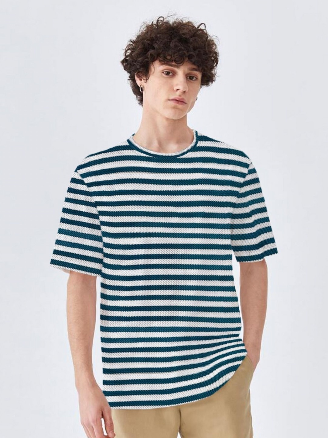 

The Dry State Men Striped Pockets T-shirt, Teal